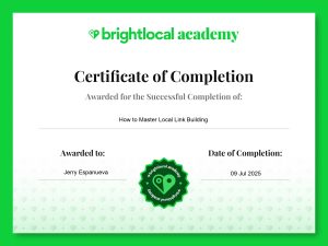 Certificate – How to Master Local Link Building